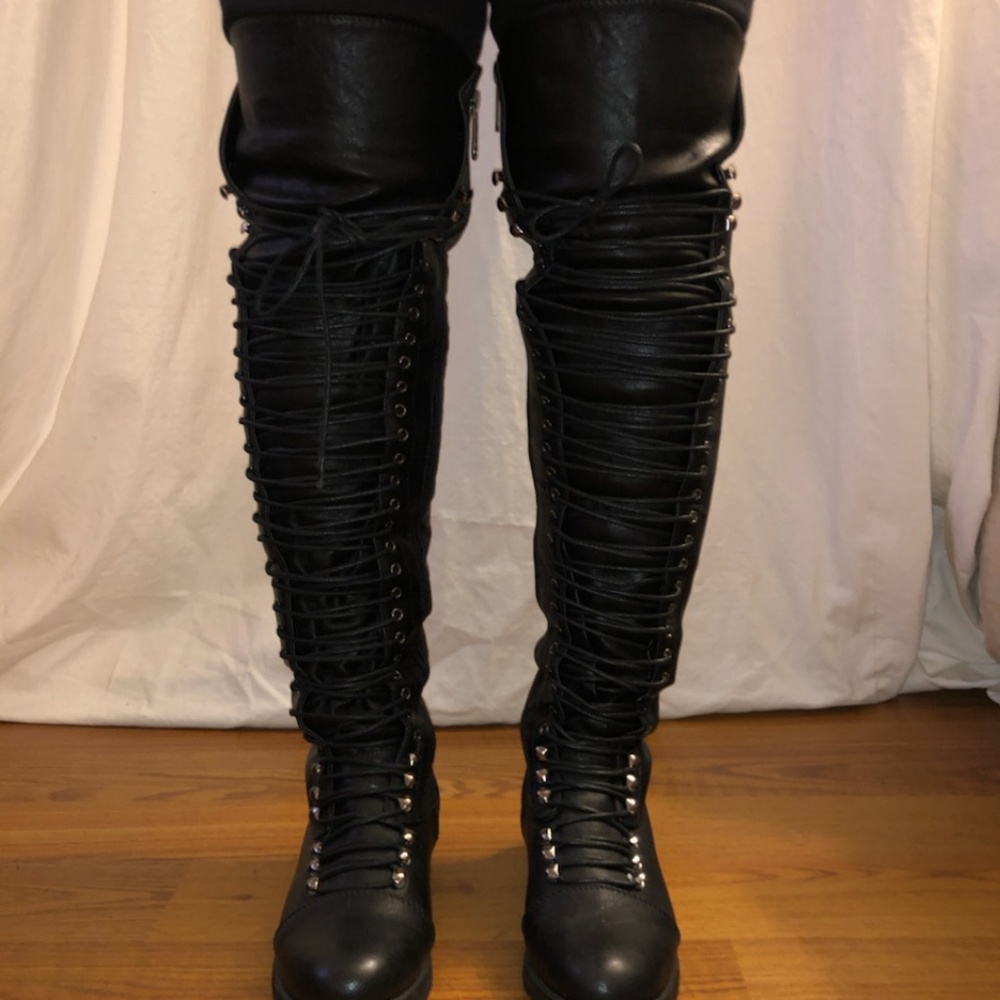 Military Lace Up Thigh High Combat boots